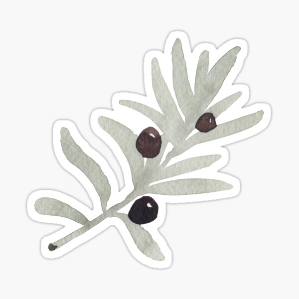 Item preview, Olive tree branch with black olives watercolour art designed and sold by laurartpourlart.