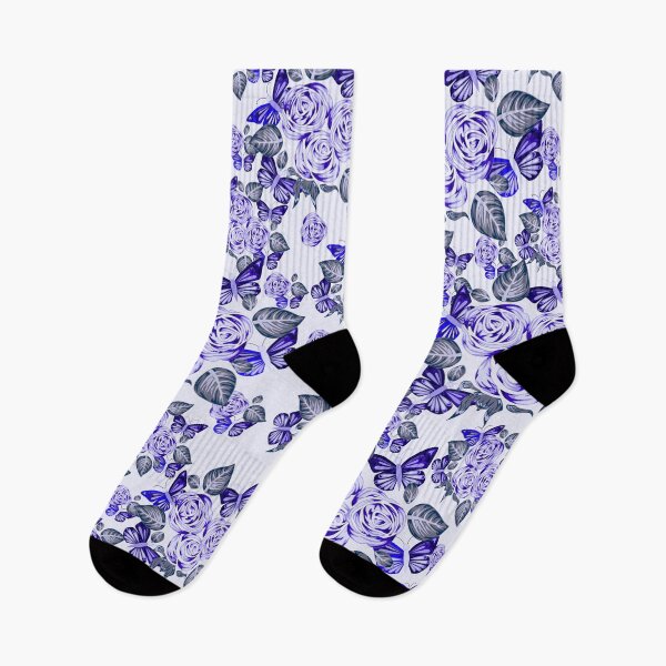 Item preview, Blue Rose flowers and blue butterfly pattern designed and sold by Cheni-Yathri.