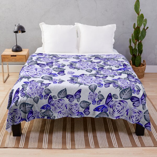 Item preview, Blue Rose flowers and blue butterfly pattern designed and sold by Cheni-Yathri.