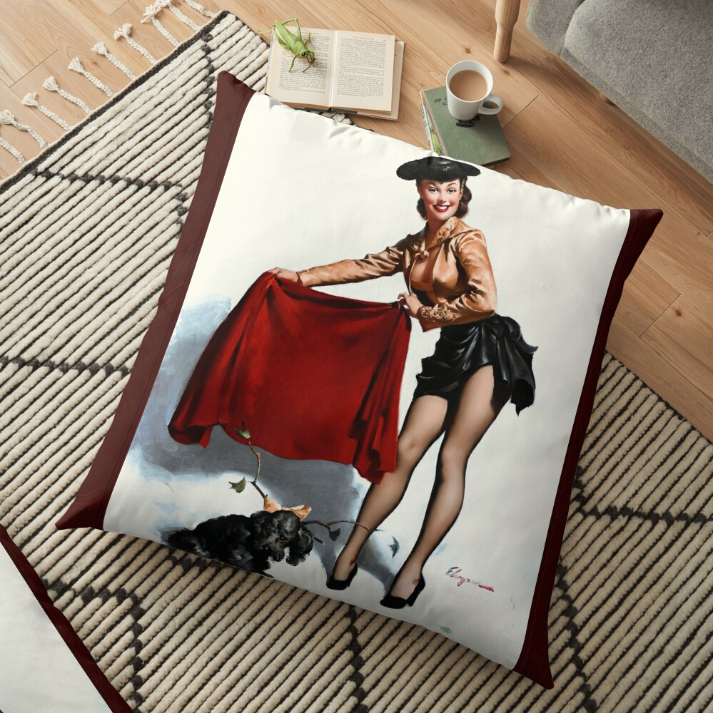 Aw Come On by Gil Elvgren Remastered Vintage Retro Xzendor7 Art Reproductions Floor Pillow
