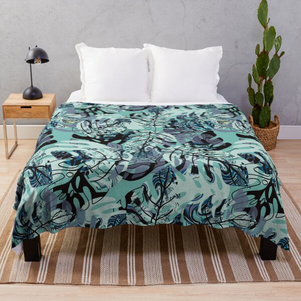 Item preview, Aqua monstera- tropical leaves designed and sold by SisterlyLove.