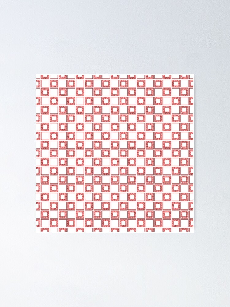 Thumbnail 1 of 3, Poster, Red Greek Key, Meander Pattern designed and sold by patterniastudio.