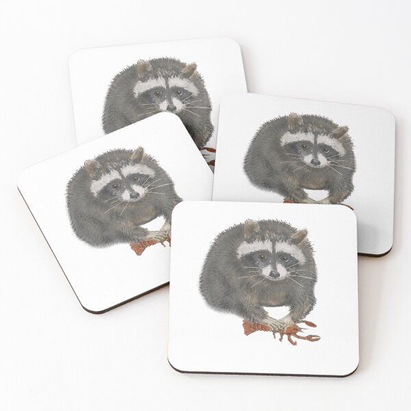Item preview, Cute Adorable Raccoon with Crayfish Lunch designed and sold by VerdeDoodleDuck.
