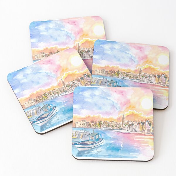 Item preview, Romantic Harbour Sunset in Coastal Provence in Southern France on the Mediterranean Sea designed and sold by artshop77.