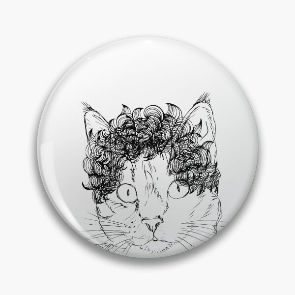 Item preview, Funny Cute Cat With A Wig / Funny Black Cat With A Wig, Black Cat Drawing For Cat Lovers designed and sold by haRexia.