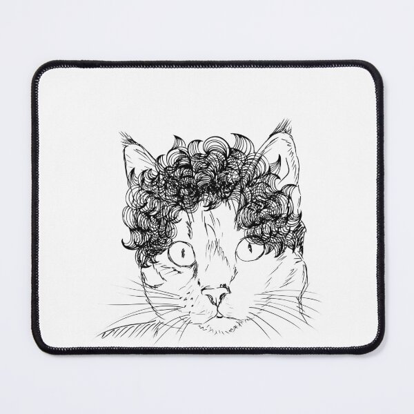 Item preview, Funny Cute Cat With A Wig / Funny Black Cat With A Wig, Black Cat Drawing For Cat Lovers designed and sold by haRexia.