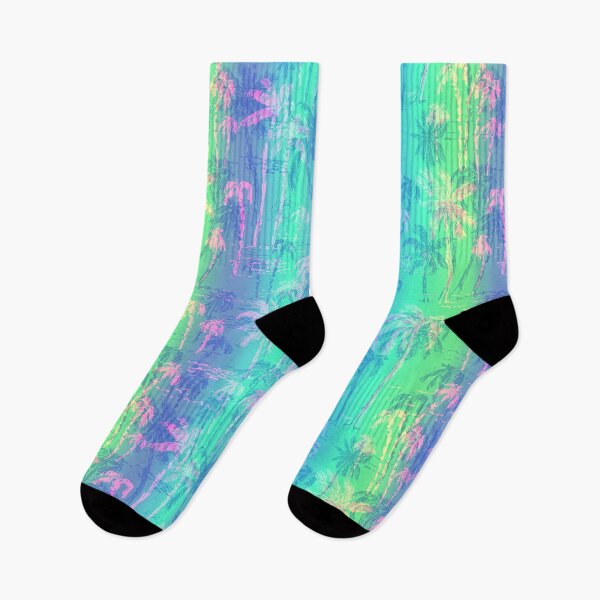 Item preview, Vibrant acid rainbow palm tree beach tropical pattern designed and sold by bokasin.