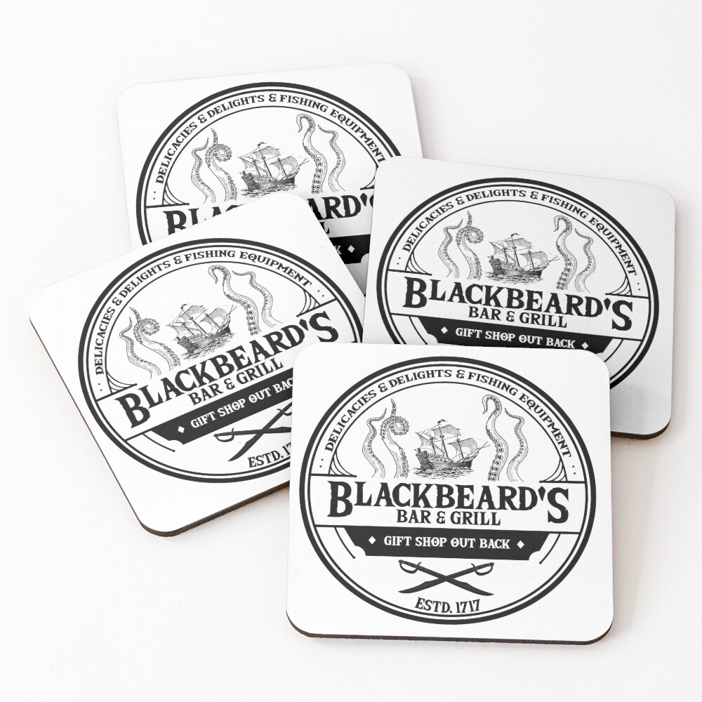 Blackbeard's Bar and Grill Coasters (Set of 4)