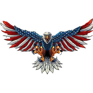 Artwork thumbnail, USA flag designed Eagle  by JiggsFashion