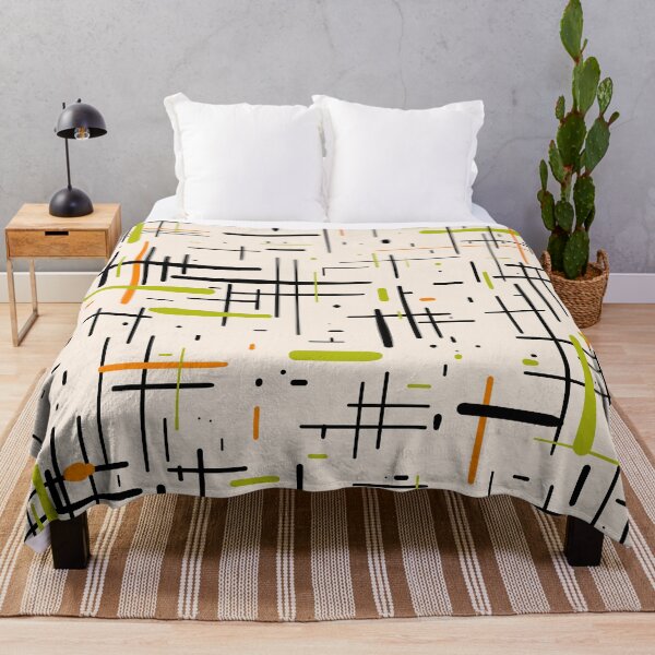 Item preview, Mid-Century Modern Kinetikos Pattern in Cream, Black, Lime Green, and Orange designed and sold by kierkegaard.