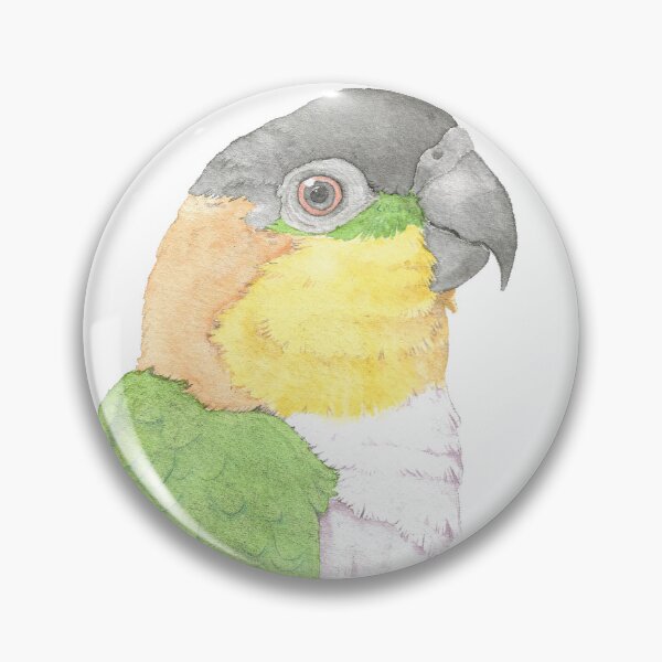 Item preview, black head caique parrot portrait watercolor painting tropical pet designed and sold by L'Atelier Oranjade.