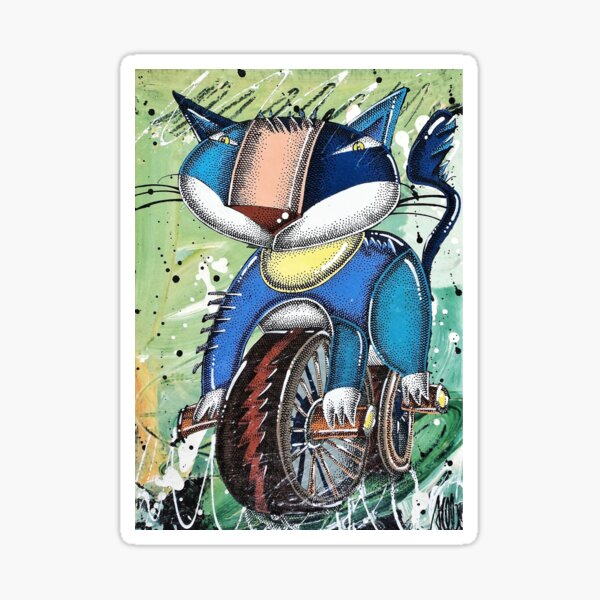 The biker cat gang, Daniel Acebo, Backroom Art Sticker