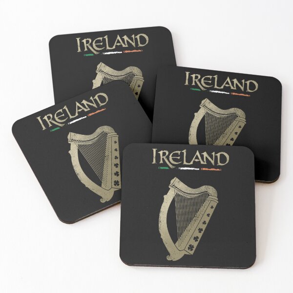 Item preview, Ireland flag and harp with clovers designed and sold by VinagreShop.