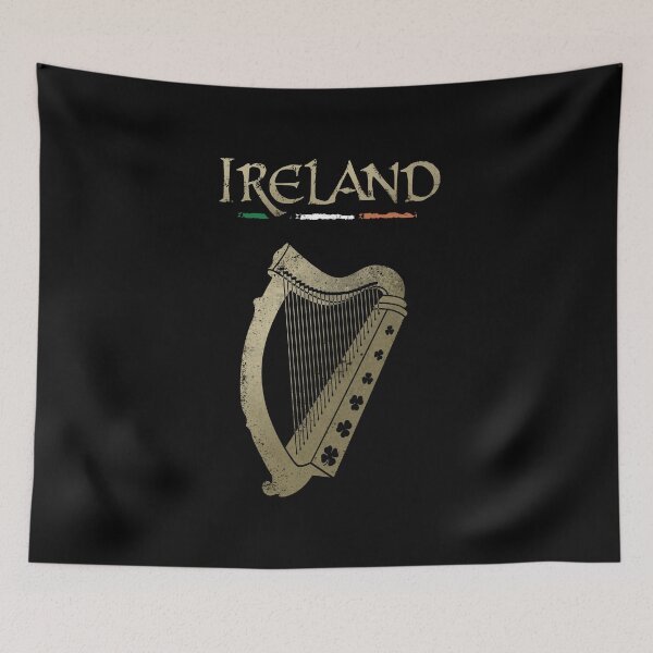 Item preview, Ireland flag and harp with clovers designed and sold by VinagreShop.