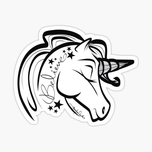 Believe Unicorn by Art In The Garage Sticker