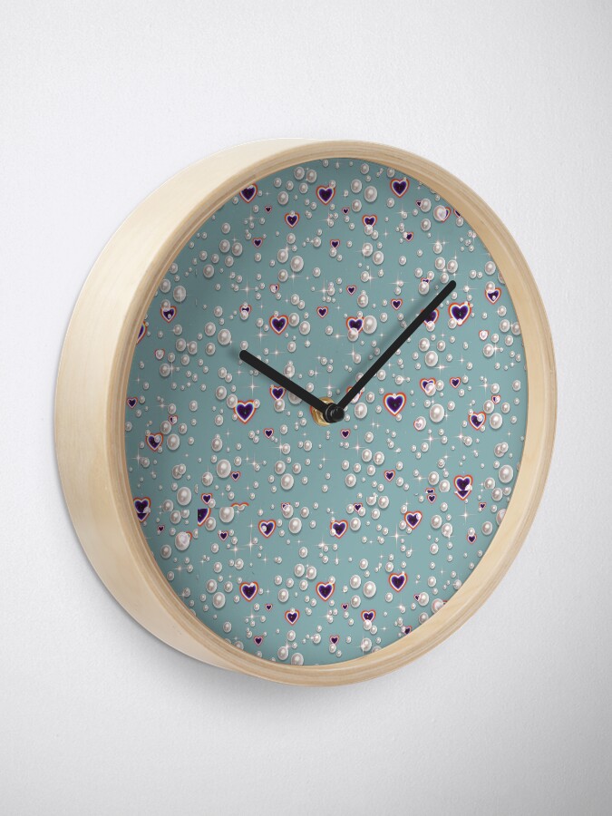 Thumbnail 1 of 4, Clock, Shining pearls with Heart patterns designed and sold by JiggsFashion.