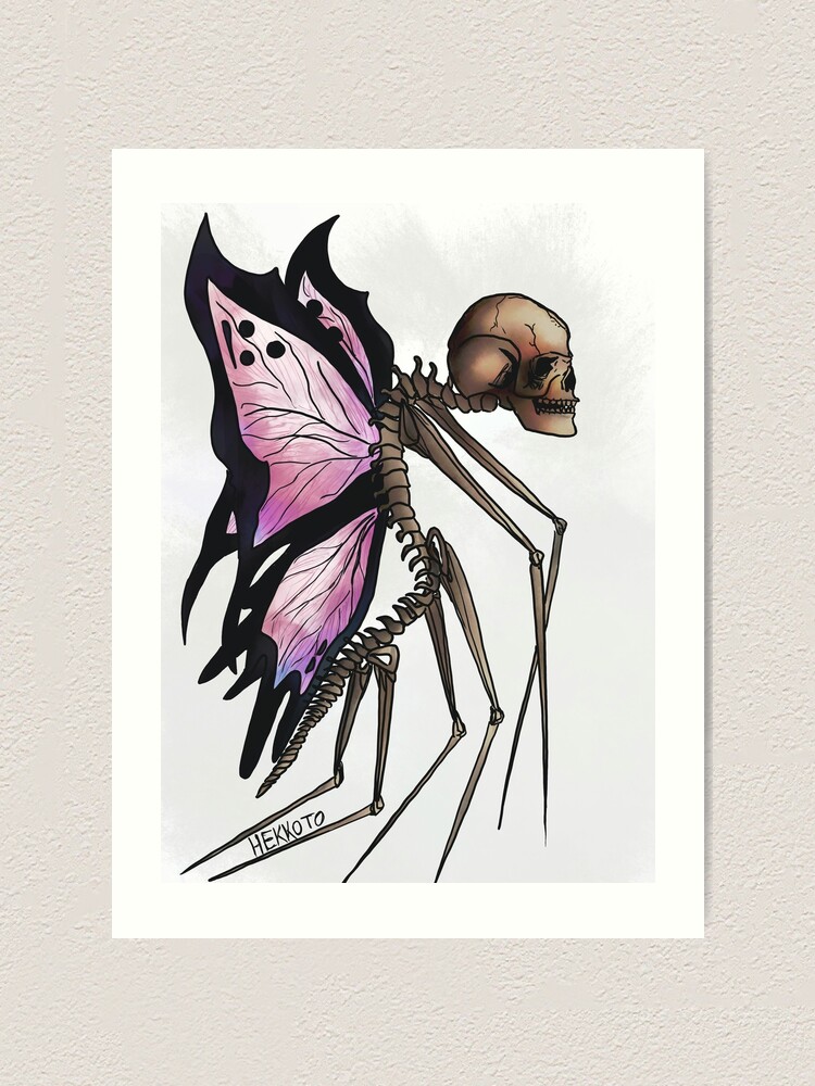 スケルトン ホラーアート Creepy butterfly, scary monster, edgy design, teen horror