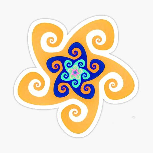 Mandala Spiral Blue Orange MD03 Sticker