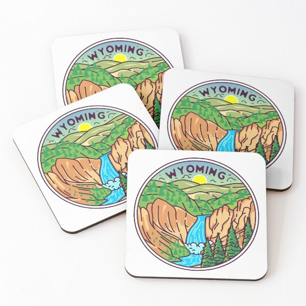 Item preview, Wyoming | WY Illustrated Badge | Retro Vintage | Nature designed and sold by AtlasCreativeCo.