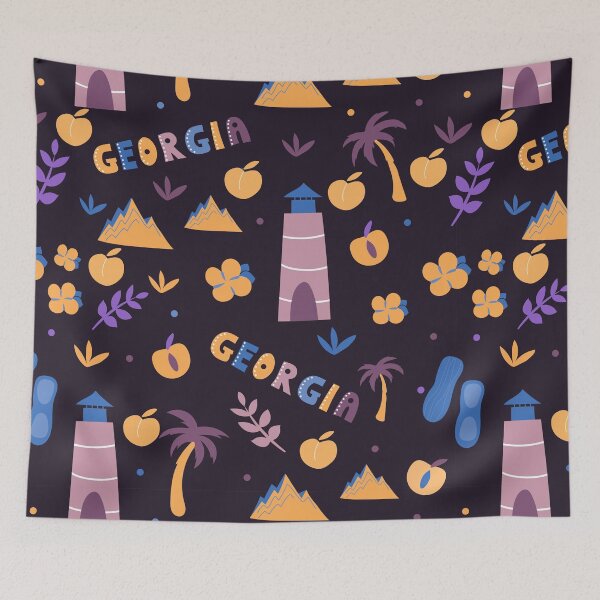 Item preview, State of Georgia Cute Seamless Pattern - Peaches and Flowers designed and sold by silviaol.