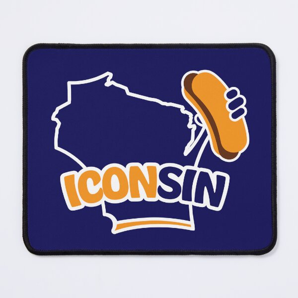 Item preview, Wisconsin is Arched Iconsin (blue and gold) Brat designed and sold by gstrehlow2011.
