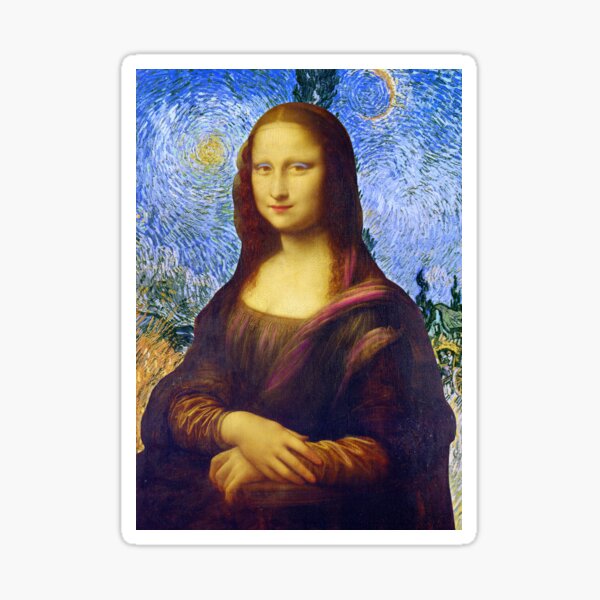 Item preview, Mona Lisa revisted - leonardo da Vinci - Van Gogh background designed and sold by MagaliC.