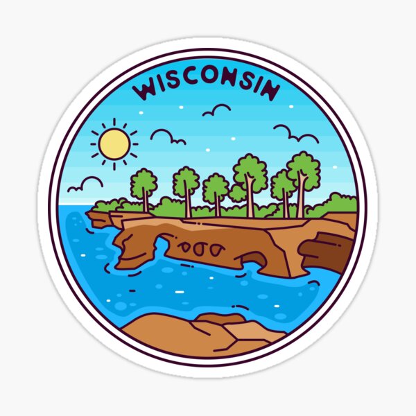 Item preview, Wisconsin | WI Illustrated Badge | Retro Vintage | Nature designed and sold by AtlasCreativeCo.