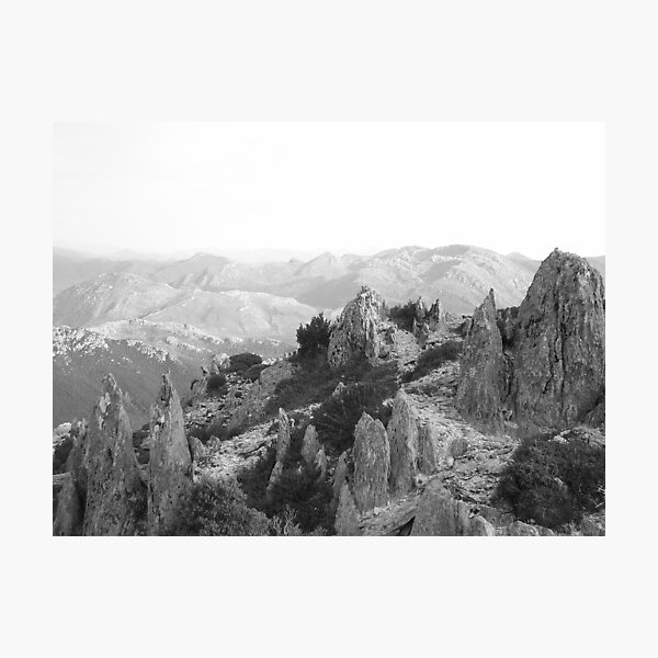 jagged rocks on Mt Read, Rosebery, Tasmania Photographic Print