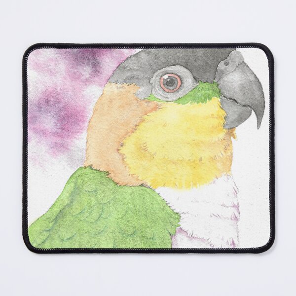 Item preview, Copy of black head caique parrot portrait watercolor painting tropical pet designed and sold by L'Atelier Oranjade.