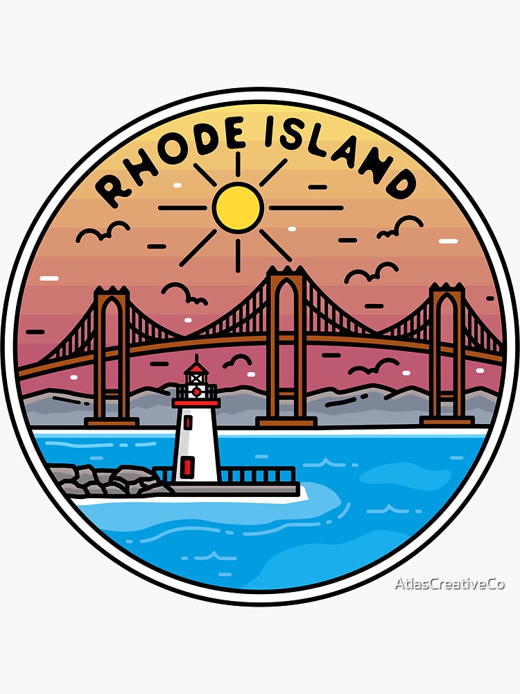 Thumbnail 3 of 3, Sticker, Rhode Island | RI Illustrated Badge | Retro Vintage | Nature designed and sold by AtlasCreativeCo.