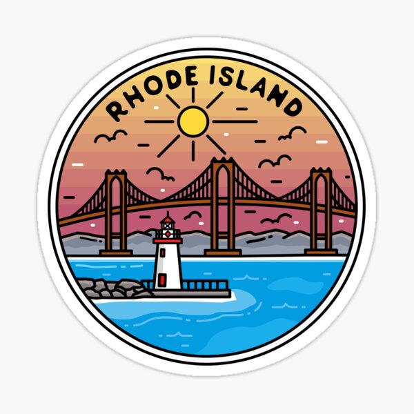 Rhode Island | RI Illustrated Badge | Retro Vintage | Nature Sticker