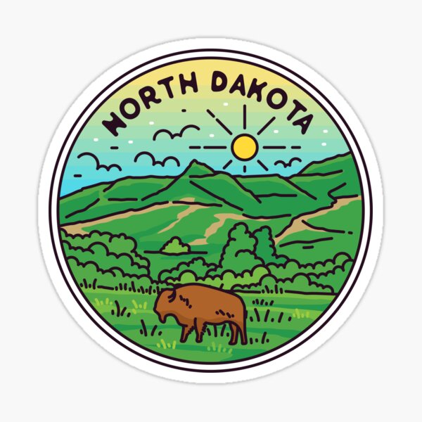 Item preview, North Dakota | ND Illustrated Badge | Retro Vintage | Nature designed and sold by AtlasCreativeCo.