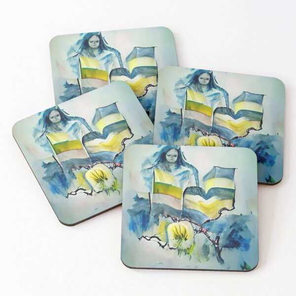 Item preview, support Ukraine watercolor painting designed and sold by kharamoot.