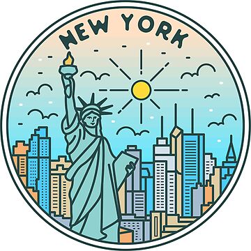 Artwork thumbnail, New York | NY Illustrated Badge | Retro Vintage | Nature by AtlasCreativeCo