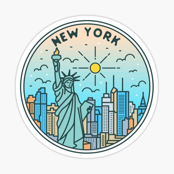 New York | NY Illustrated Badge | Retro Vintage | Nature Sticker