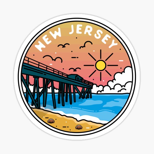 Item preview, New Jersey | NJ Illustrated Badge | Retro Vintage | Nature designed and sold by AtlasCreativeCo.