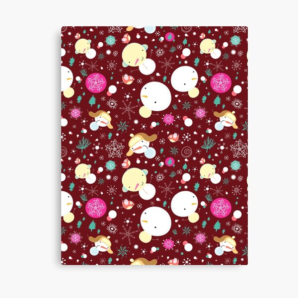 graphic winter pattern with snowmen Impression sur toile