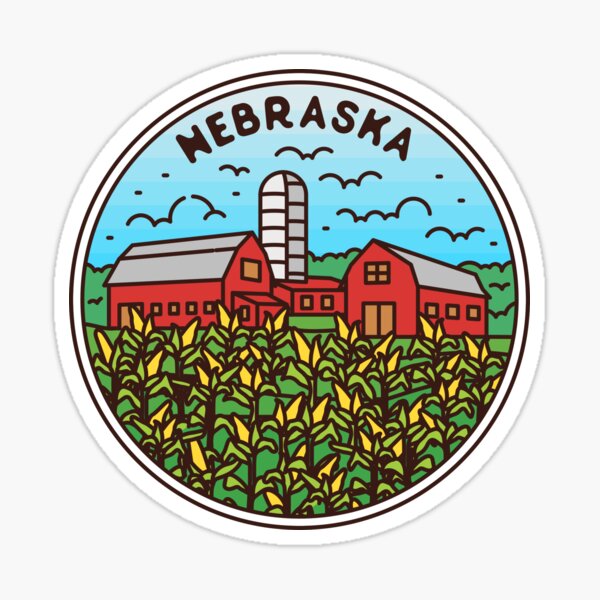 Item preview, Nebraska | NE Illustrated Badge | Retro Vintage | Nature designed and sold by AtlasCreativeCo.