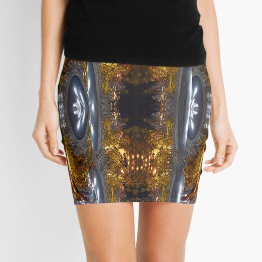 Gold and Silver Elegant Abstract by Adelaide Artist Avril Thomas Mini Skirt