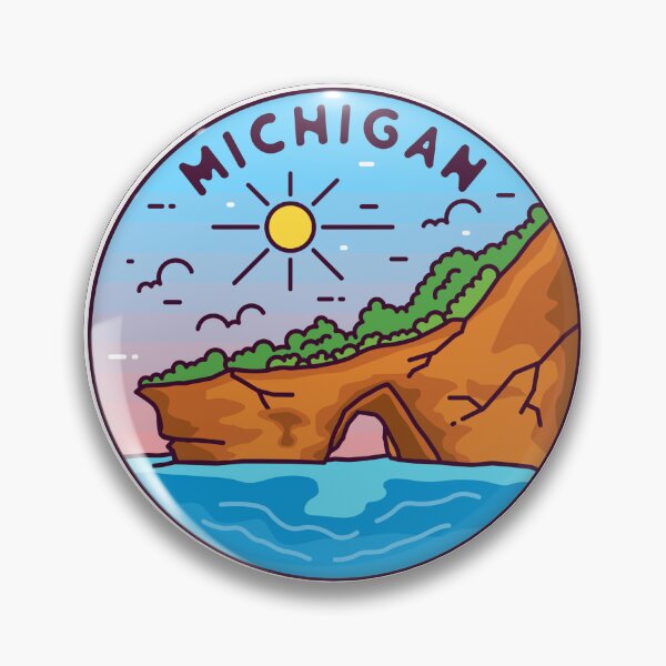 Artikelvorschau, Michigan | MI illustriertes Abzeichen | Retro-Weinlese | Natur entworfen und verkauft von AtlasCreativeCo.