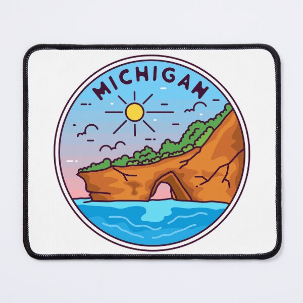 Item preview, Michigan | MI Illustrated Badge | Retro Vintage | Nature designed and sold by AtlasCreativeCo.