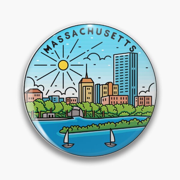 Item preview, Massachusetts | MA Illustrated Badge | Retro Vintage | Nature designed and sold by AtlasCreativeCo.