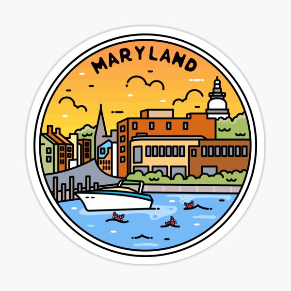 Item preview, Maryland | MD Illustrated Badge | Retro Vintage | Nature designed and sold by AtlasCreativeCo.
