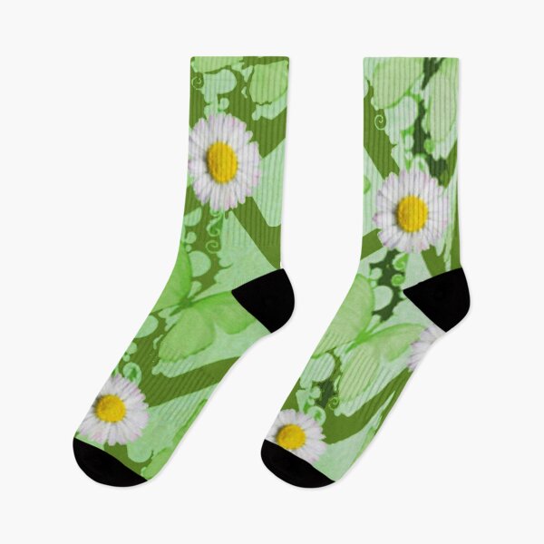 Item preview, GREEN BUTTERFLIES , DAISY FLOWERS  ABSTRACT PATTERNS ART designed and sold by sharlesart.