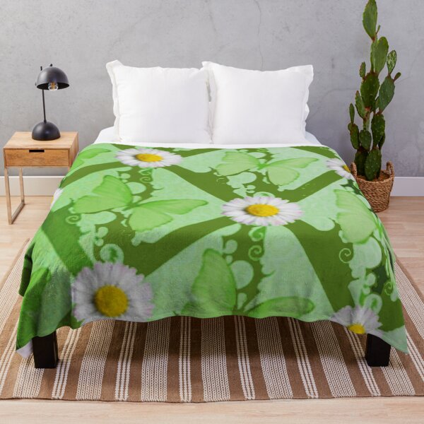 Item preview, GREEN BUTTERFLIES , DAISY FLOWERS ABSTRACT PATTERNS ART designed and sold by sharlesart.