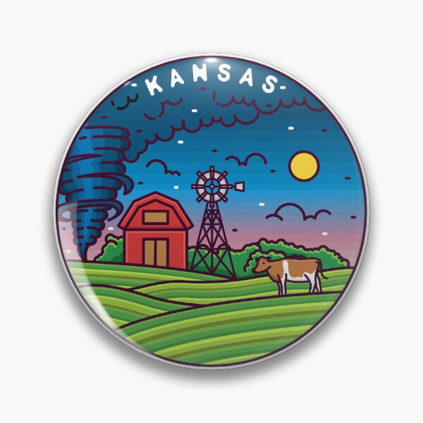 Artikelvorschau, Kansas | KS Illustriertes Abzeichen | Retro-Weinlese | Natur entworfen und verkauft von AtlasCreativeCo.