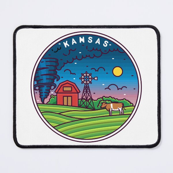 Item preview, Kansas | KS Illustrated Badge | Retro Vintage | Nature designed and sold by AtlasCreativeCo.