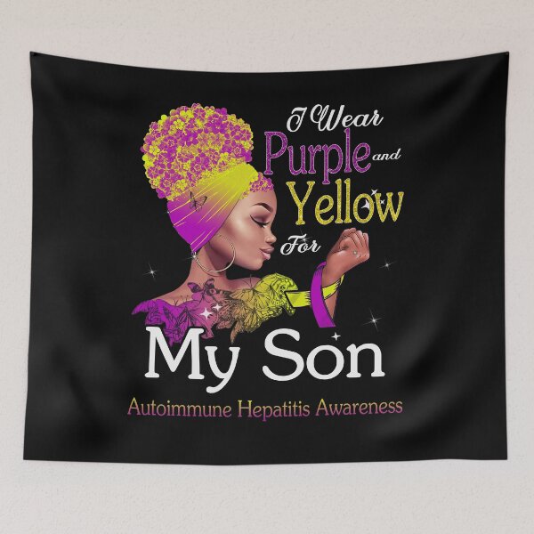 Item preview, Autoimmune Hepatitis Awareness Black Girl I Wear Purple And Yellow For My Son designed and sold by tenjun16.