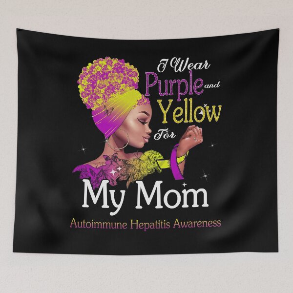 Item preview, Autoimmune Hepatitis Awareness Black Girl I Wear Purple And Yellow For My Mom designed and sold by tenjun16.