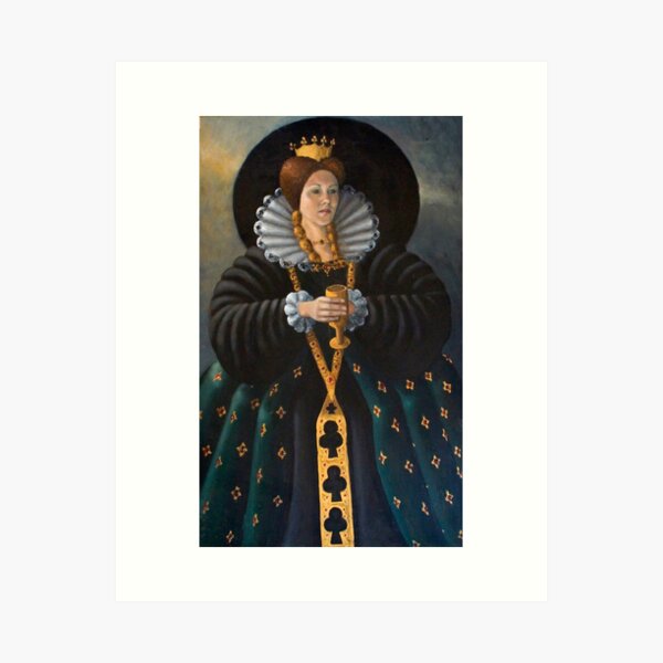 Queen of Clubs Oil painting by Avril Thomas - Adelaide Artist Art Print